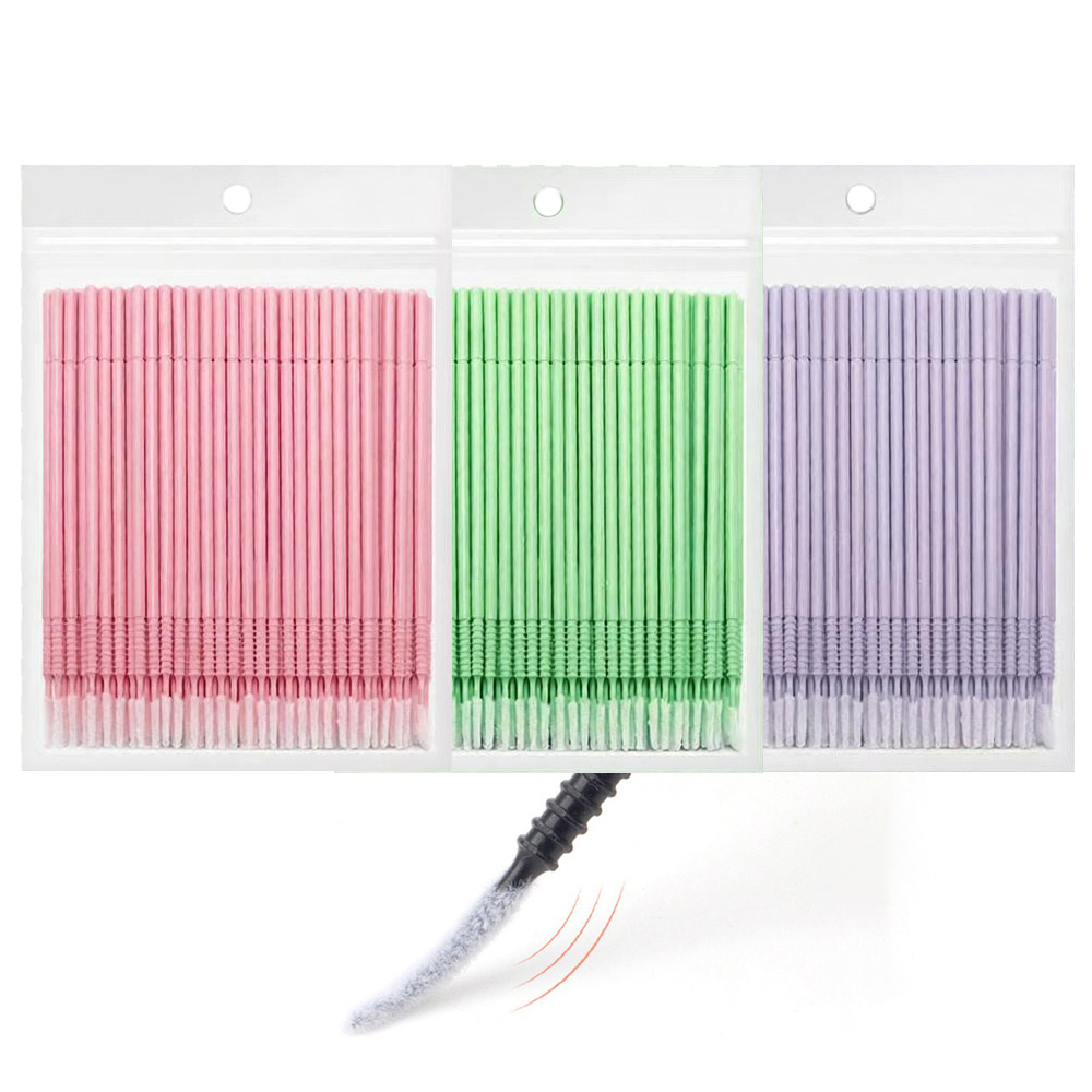 Eyelash Extension Look - 500pcs Eyelash Extension Cleaning Swabs Long/Short
