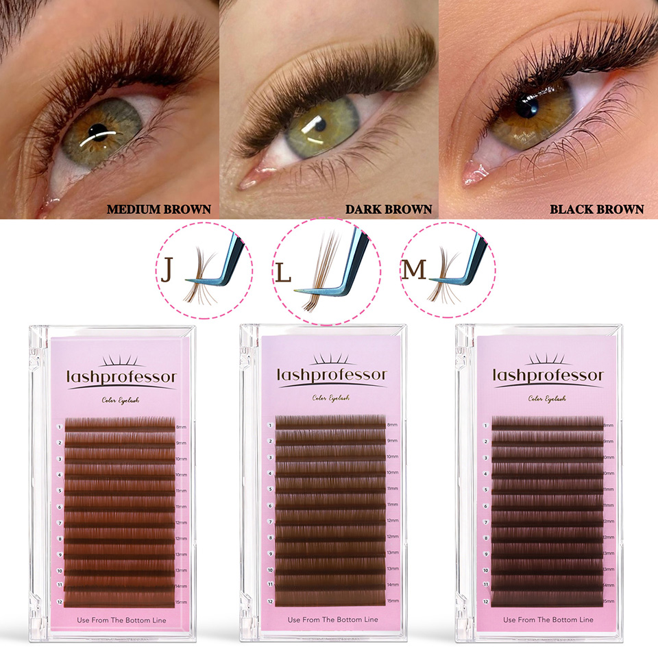 Eyelash Extension For Asian Eyes - Lashprofessor J L M Curl Brown